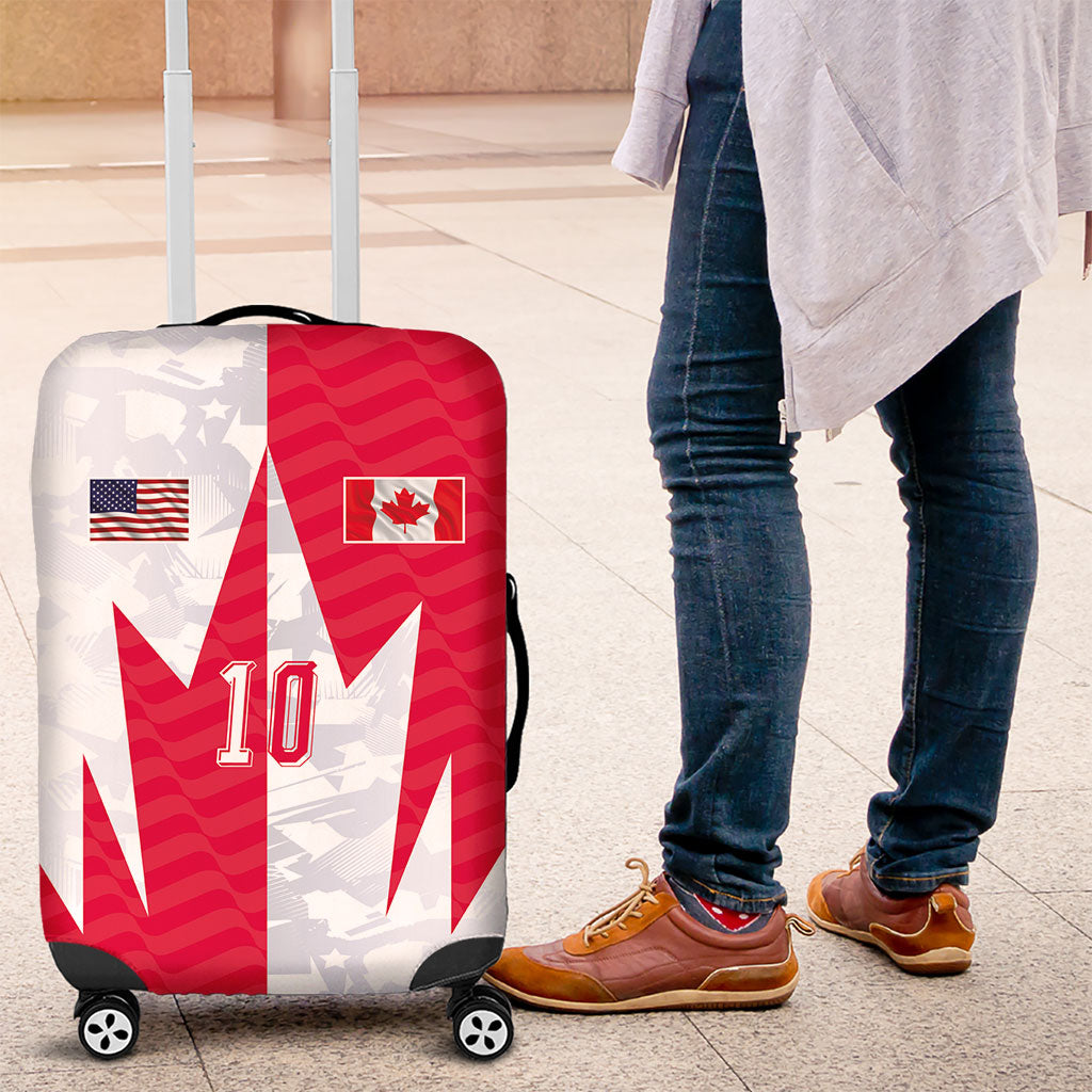 Custom USA and Canada National Football Luggage Cover Maple Leaf Geometric and American Stripes