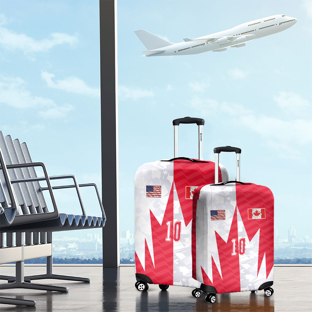 Custom USA and Canada National Football Luggage Cover Maple Leaf Geometric and American Stripes