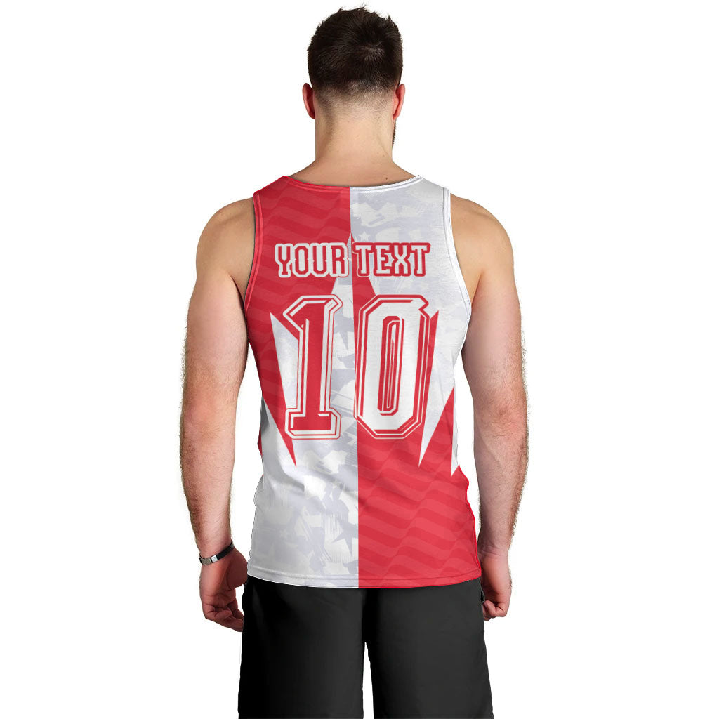 Custom USA and Canada National Football Men Tank Top Maple Leaf Geometric and American Stripes