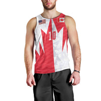 Custom USA and Canada National Football Men Tank Top Maple Leaf Geometric and American Stripes