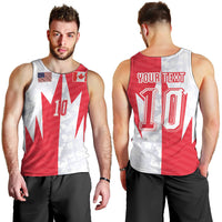 Custom USA and Canada National Football Men Tank Top Maple Leaf Geometric and American Stripes