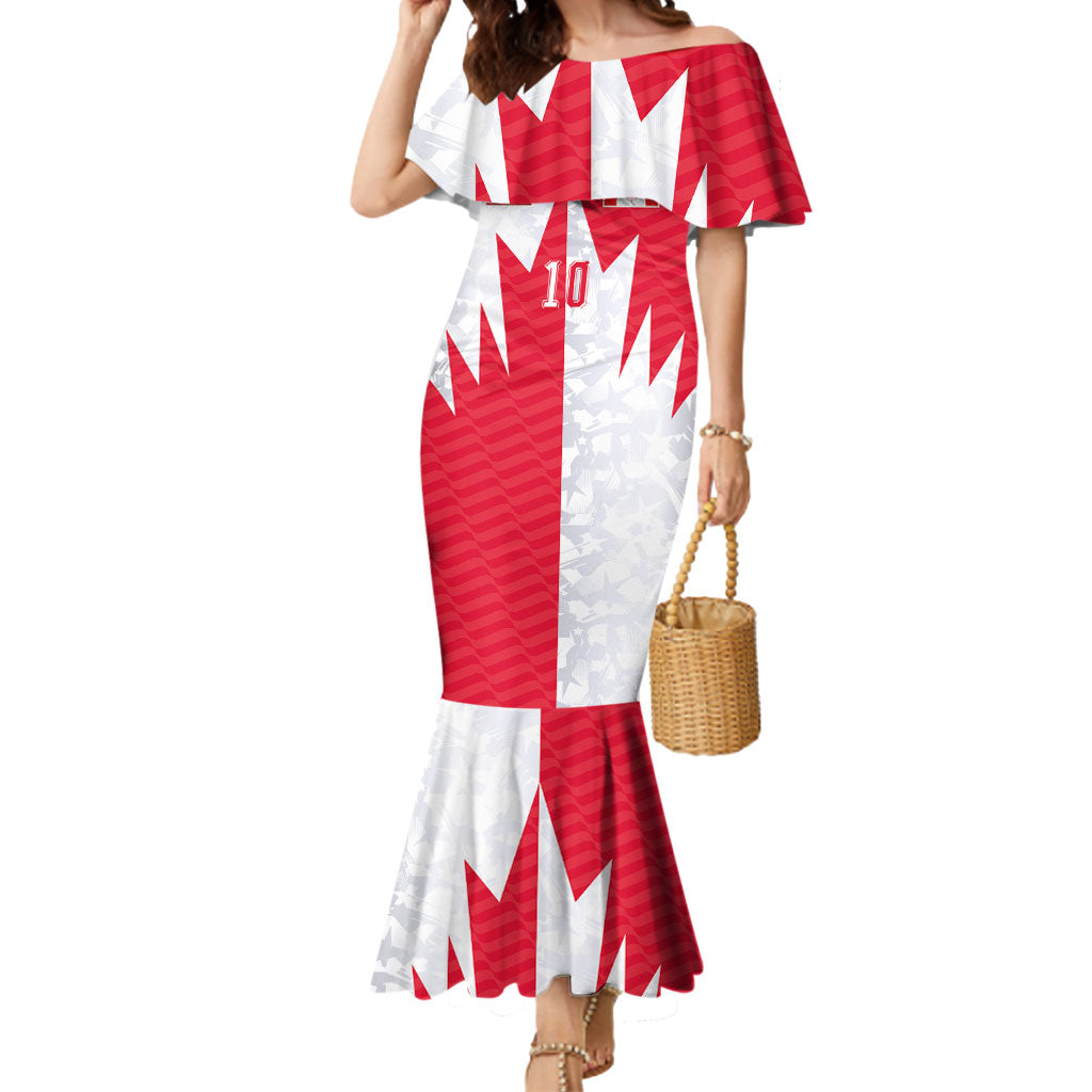 Custom USA and Canada National Football Mermaid Dress Maple Leaf Geometric and American Stripes