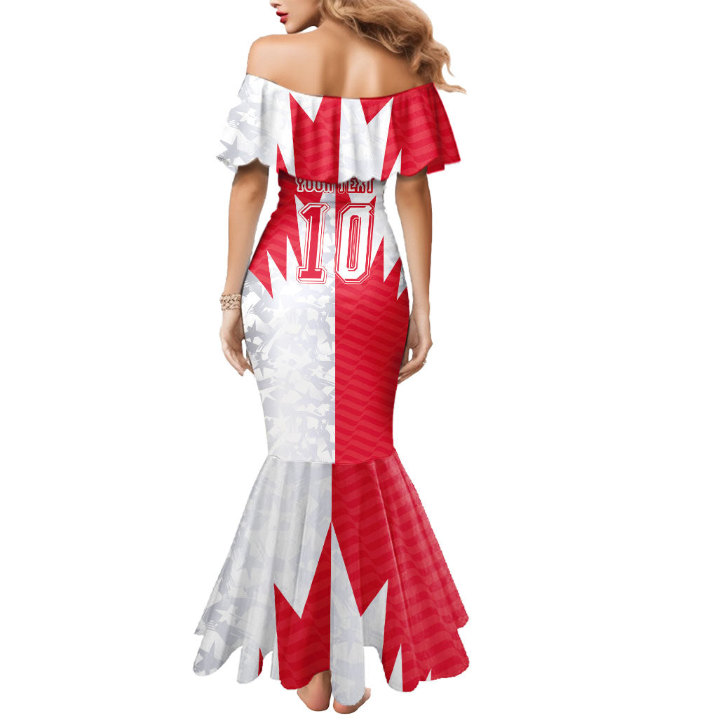 Custom USA and Canada National Football Mermaid Dress Maple Leaf Geometric and American Stripes