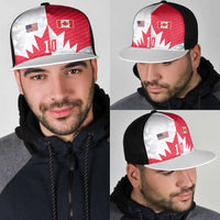 Custom USA and Canada National Football Mesh Trucker Cap Maple Leaf Geometric and American Stripes