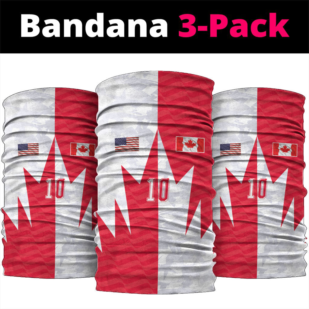 Custom USA and Canada National Football Neck Gaiter Maple Leaf Geometric and American Stripes