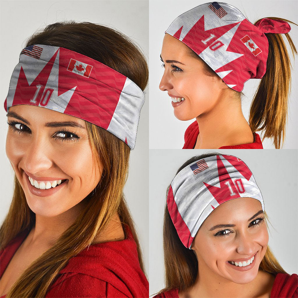 Custom USA and Canada National Football Neck Gaiter Maple Leaf Geometric and American Stripes