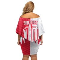 Custom USA and Canada National Football Off Shoulder Short Dress Maple Leaf Geometric and American Stripes