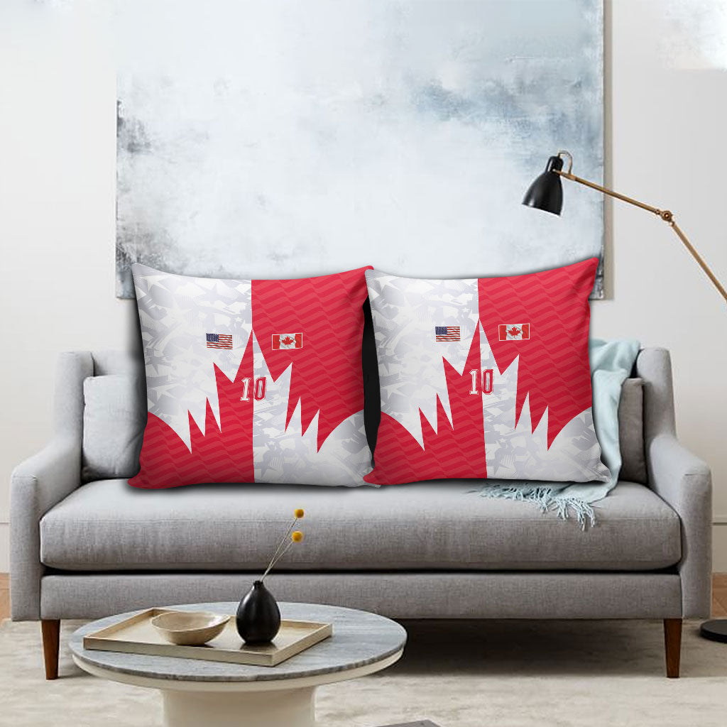 Custom USA and Canada National Football Pillow Cover Maple Leaf Geometric and American Stripes