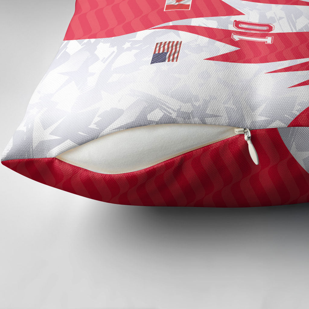 Custom USA and Canada National Football Pillow Cover Maple Leaf Geometric and American Stripes