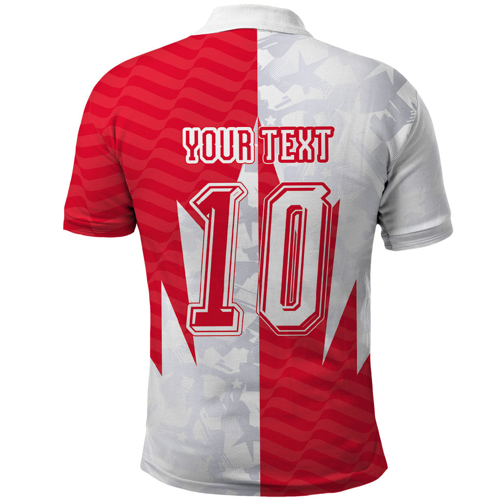 Custom USA and Canada National Football Polo Shirt Maple Leaf Geometric and American Stripes