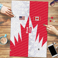 Custom USA and Canada National Football Puzzle Maple Leaf Geometric and American Stripes