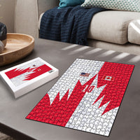 Custom USA and Canada National Football Puzzle Maple Leaf Geometric and American Stripes