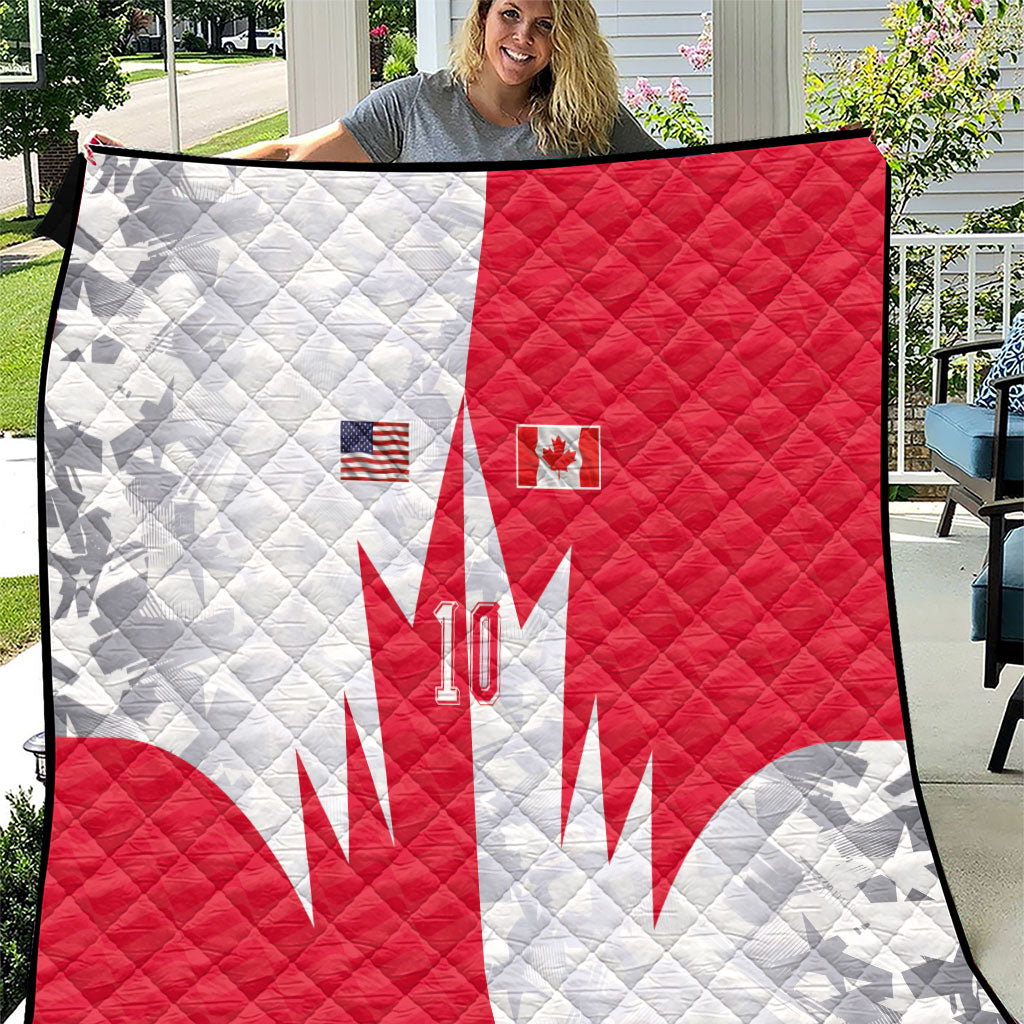 Custom USA and Canada National Football Quilt Maple Leaf Geometric and American Stripes
