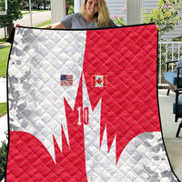 Custom USA and Canada National Football Quilt Maple Leaf Geometric and American Stripes