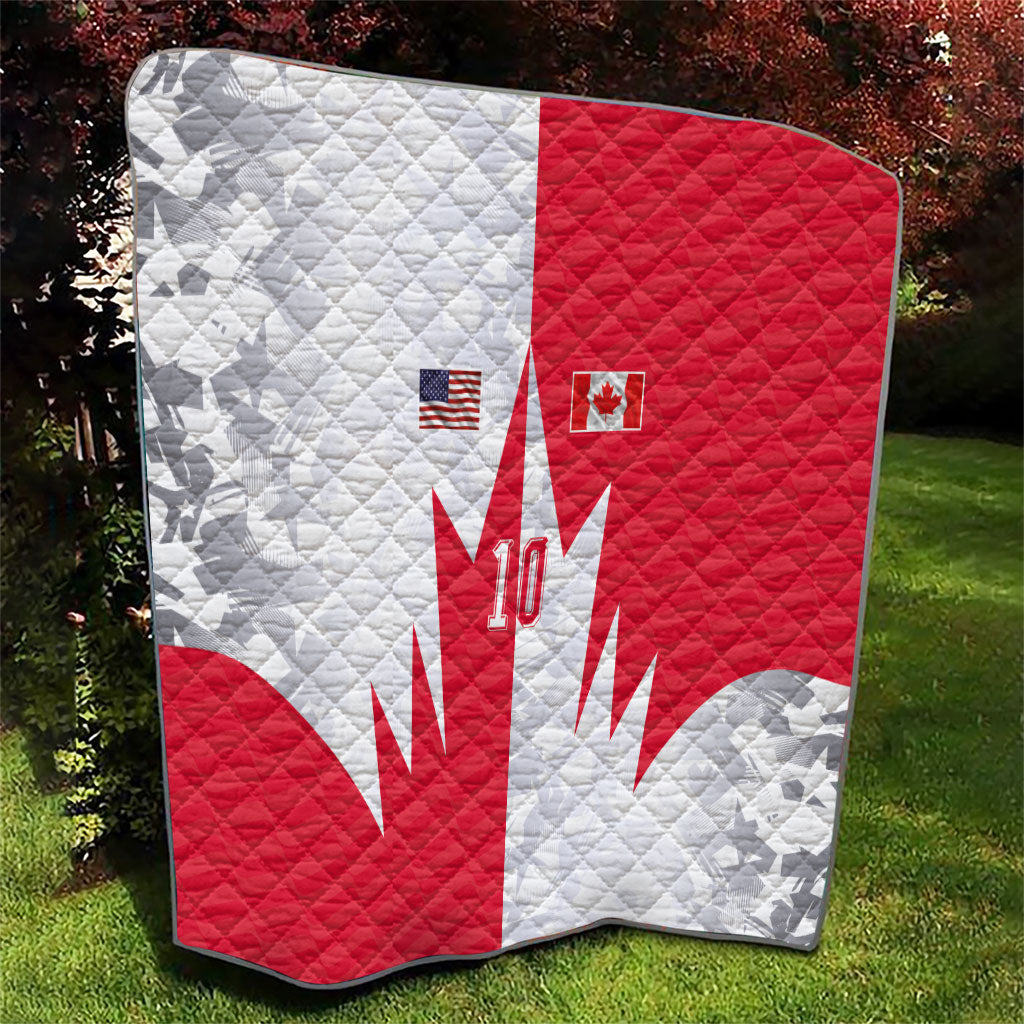 Custom USA and Canada National Football Quilt Maple Leaf Geometric and American Stripes