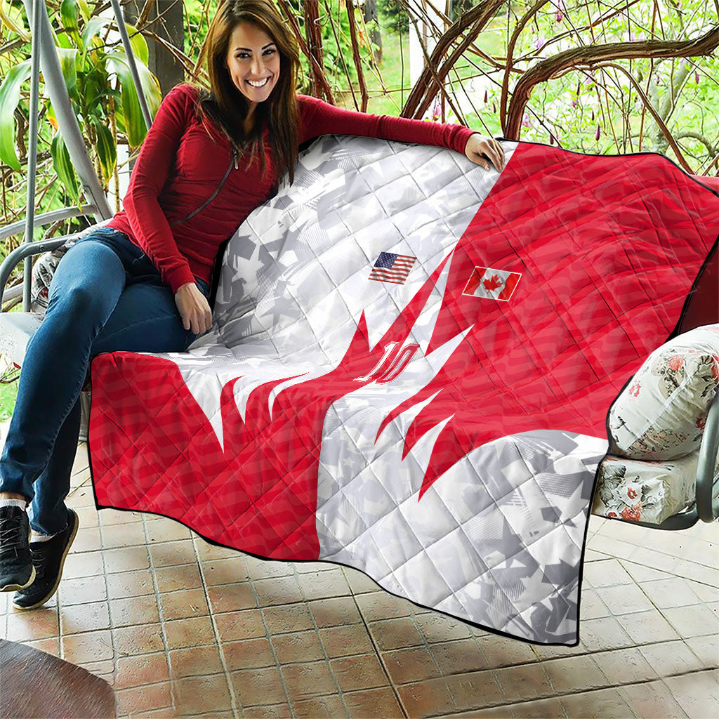 Custom USA and Canada National Football Quilt Maple Leaf Geometric and American Stripes