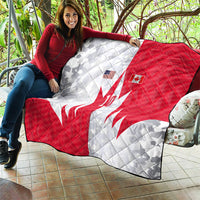 Custom USA and Canada National Football Quilt Maple Leaf Geometric and American Stripes