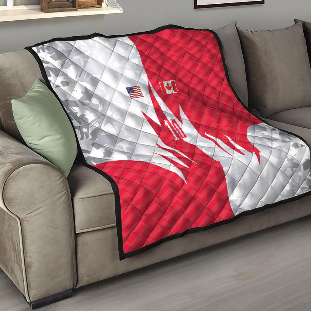 Custom USA and Canada National Football Quilt Maple Leaf Geometric and American Stripes