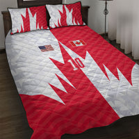 Custom USA and Canada National Football Quilt Bed Set Maple Leaf Geometric and American Stripes