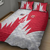 Custom USA and Canada National Football Quilt Bed Set Maple Leaf Geometric and American Stripes