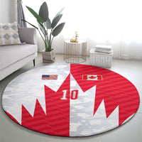 Custom USA and Canada National Football Round Carpet Maple Leaf Geometric and American Stripes