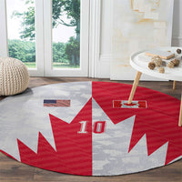 Custom USA and Canada National Football Round Carpet Maple Leaf Geometric and American Stripes