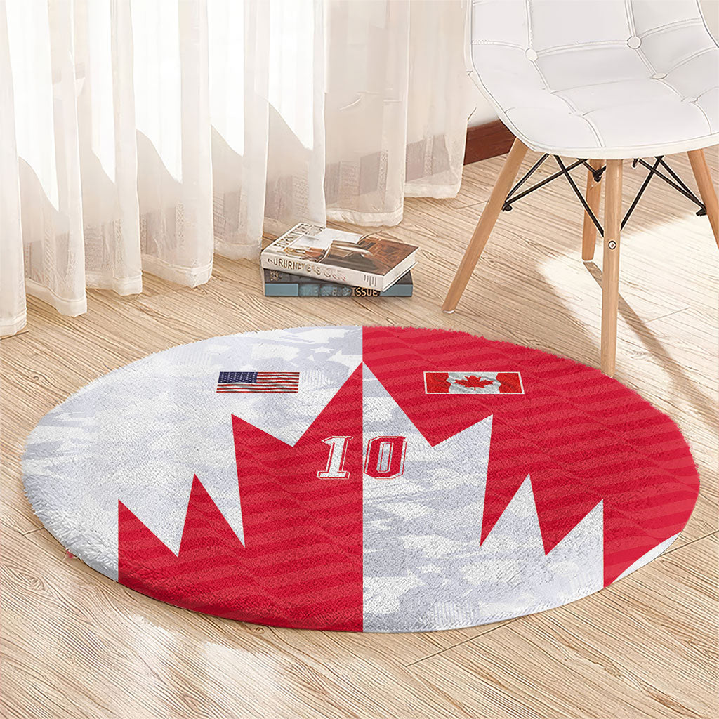 Custom USA and Canada National Football Round Carpet Maple Leaf Geometric and American Stripes