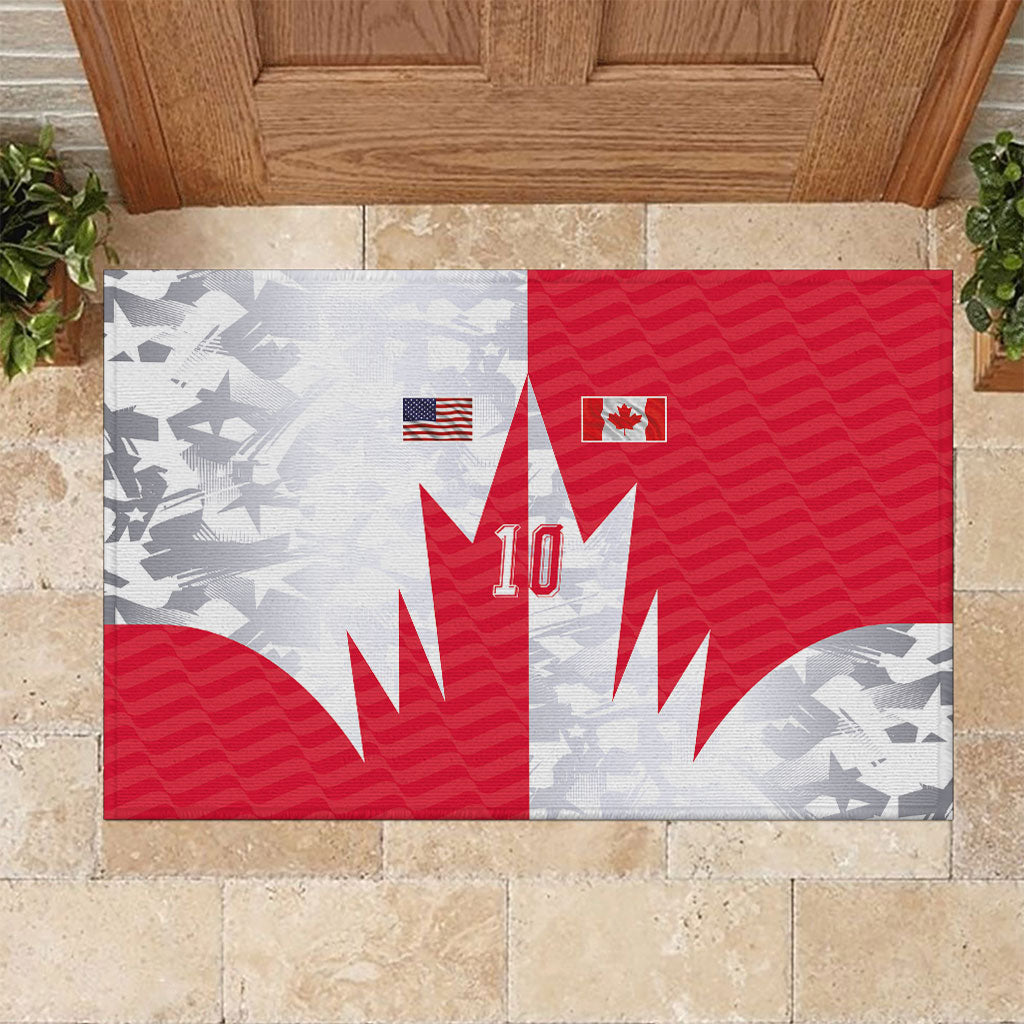 Custom USA and Canada National Football Rubber Doormat Maple Leaf Geometric and American Stripes