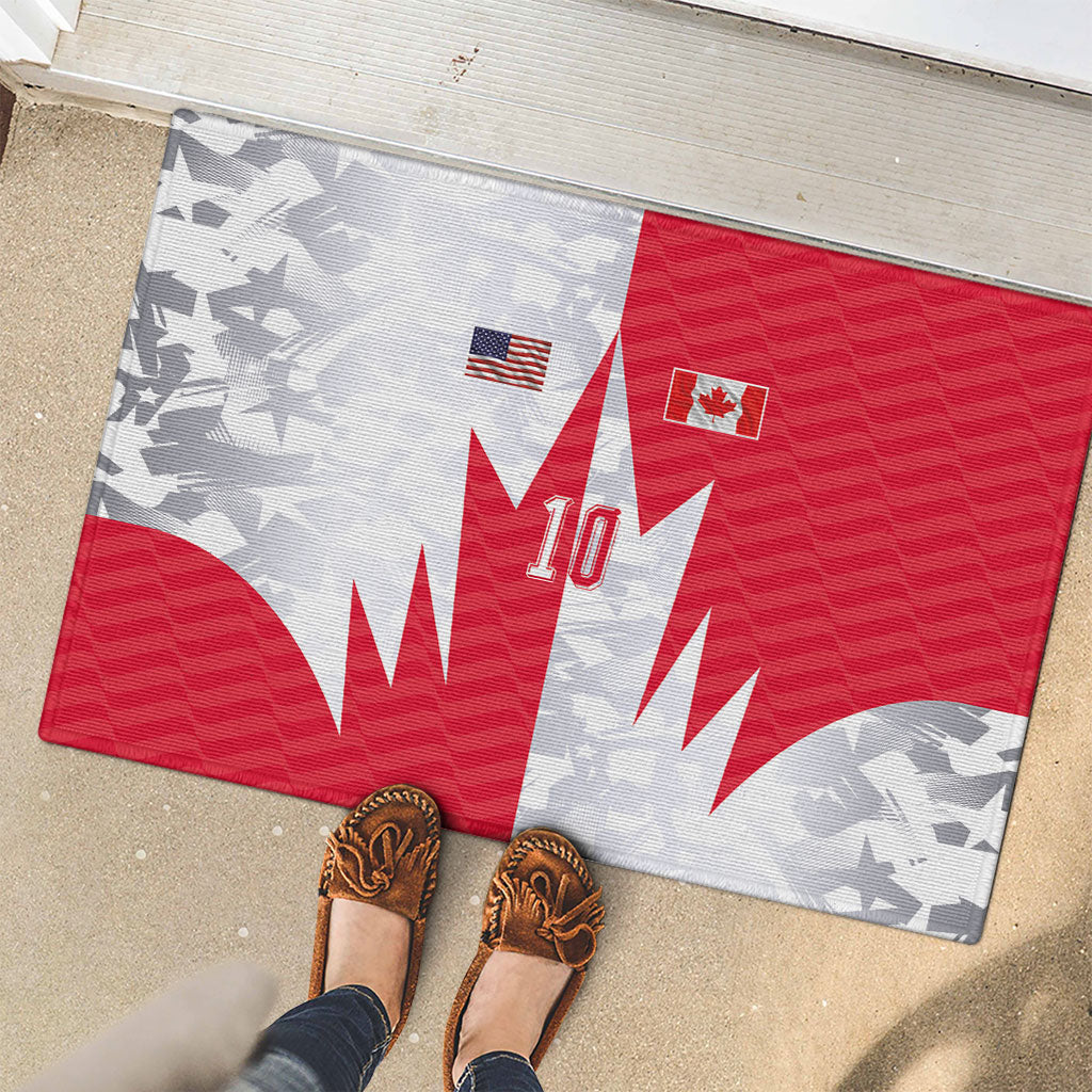 Custom USA and Canada National Football Rubber Doormat Maple Leaf Geometric and American Stripes