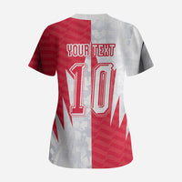 Custom USA and Canada National Football Scrub Top Maple Leaf Geometric and American Stripes