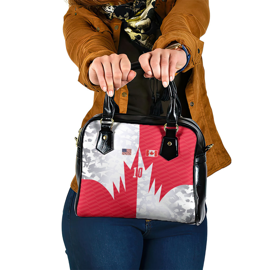 Custom USA and Canada National Football Shoulder Handbag Maple Leaf Geometric and American Stripes