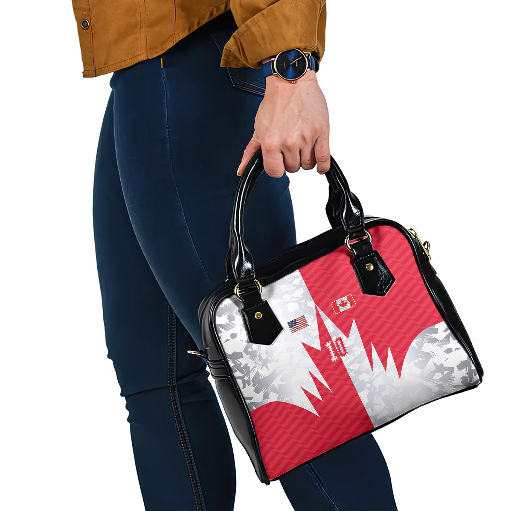 Custom USA and Canada National Football Shoulder Handbag Maple Leaf Geometric and American Stripes