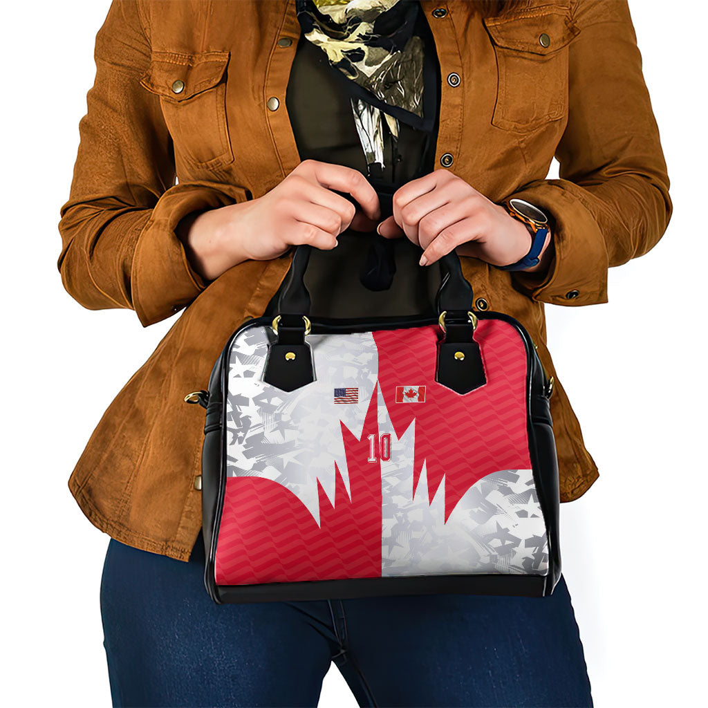 Custom USA and Canada National Football Shoulder Handbag Maple Leaf Geometric and American Stripes