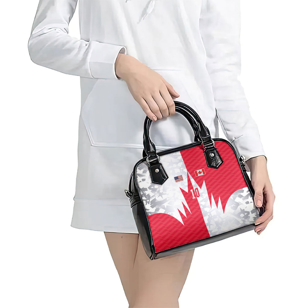 Custom USA and Canada National Football Shoulder Handbag Maple Leaf Geometric and American Stripes