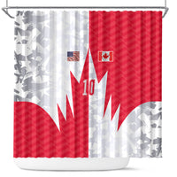 Custom USA and Canada National Football Shower Curtain Maple Leaf Geometric and American Stripes
