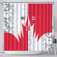 Custom USA and Canada National Football Shower Curtain Maple Leaf Geometric and American Stripes