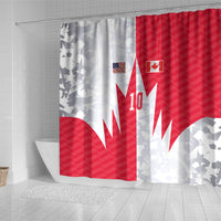 Custom USA and Canada National Football Shower Curtain Maple Leaf Geometric and American Stripes