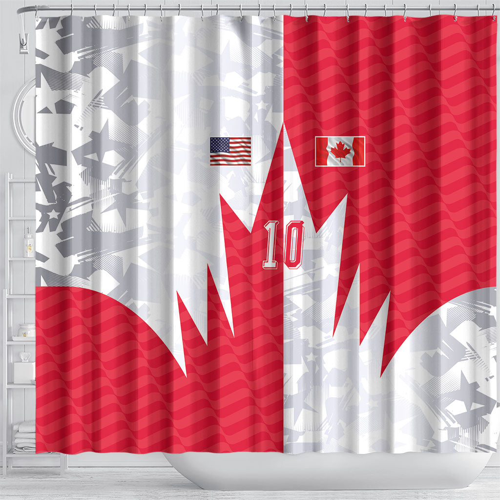 Custom USA and Canada National Football Shower Curtain Maple Leaf Geometric and American Stripes