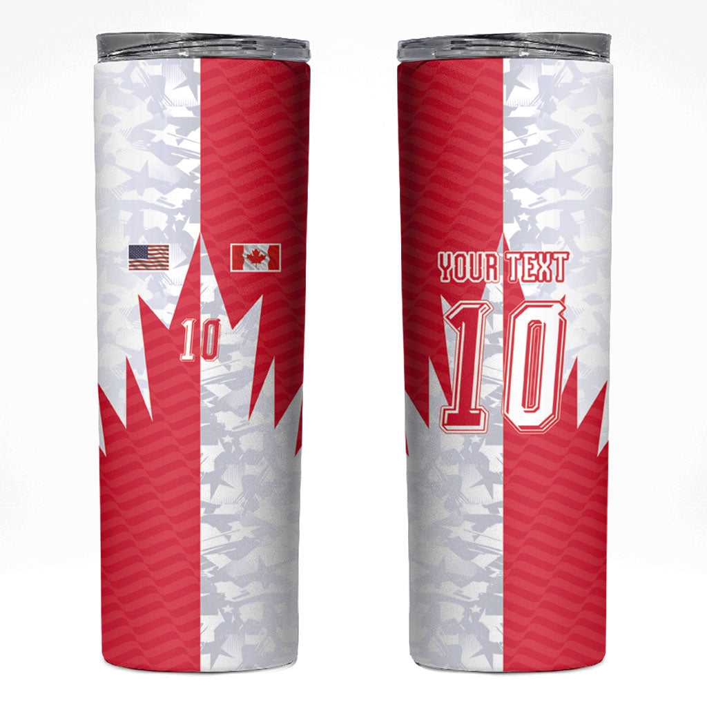 Custom USA and Canada National Football Skinny Tumbler Maple Leaf Geometric and American Stripes