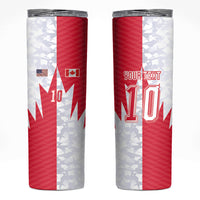 Custom USA and Canada National Football Skinny Tumbler Maple Leaf Geometric and American Stripes