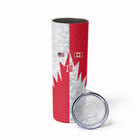 Custom USA and Canada National Football Skinny Tumbler Maple Leaf Geometric and American Stripes