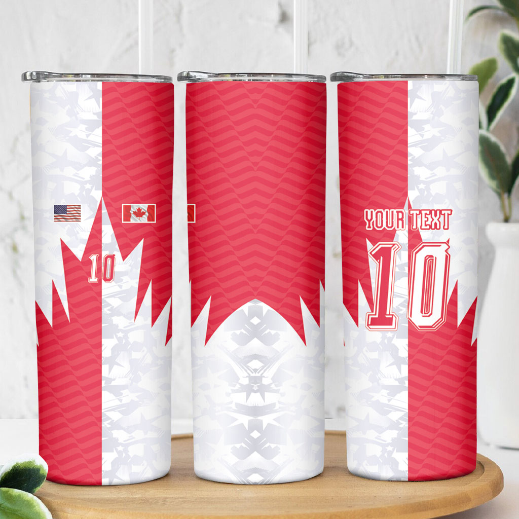 Custom USA and Canada National Football Skinny Tumbler Maple Leaf Geometric and American Stripes