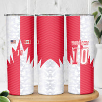 Custom USA and Canada National Football Skinny Tumbler Maple Leaf Geometric and American Stripes