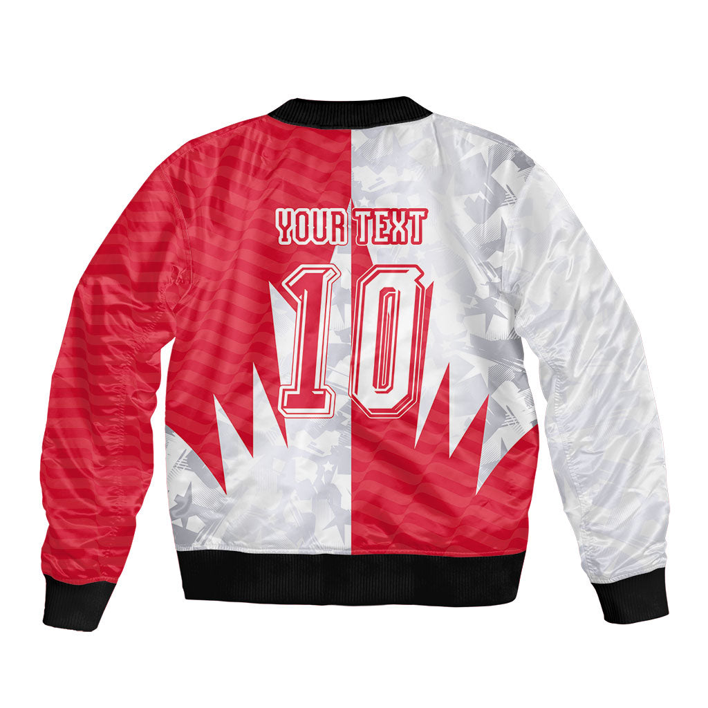 Custom USA and Canada National Football Sleeve Zip Bomber Jacket Maple Leaf Geometric and American Stripes