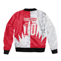 Custom USA and Canada National Football Sleeve Zip Bomber Jacket Maple Leaf Geometric and American Stripes