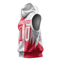 Custom USA and Canada National Football Sleeveless Hoodie Maple Leaf Geometric and American Stripes