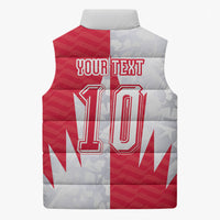 Custom USA and Canada National Football Sleeveless Puffer Jacket Maple Leaf Geometric and American Stripes