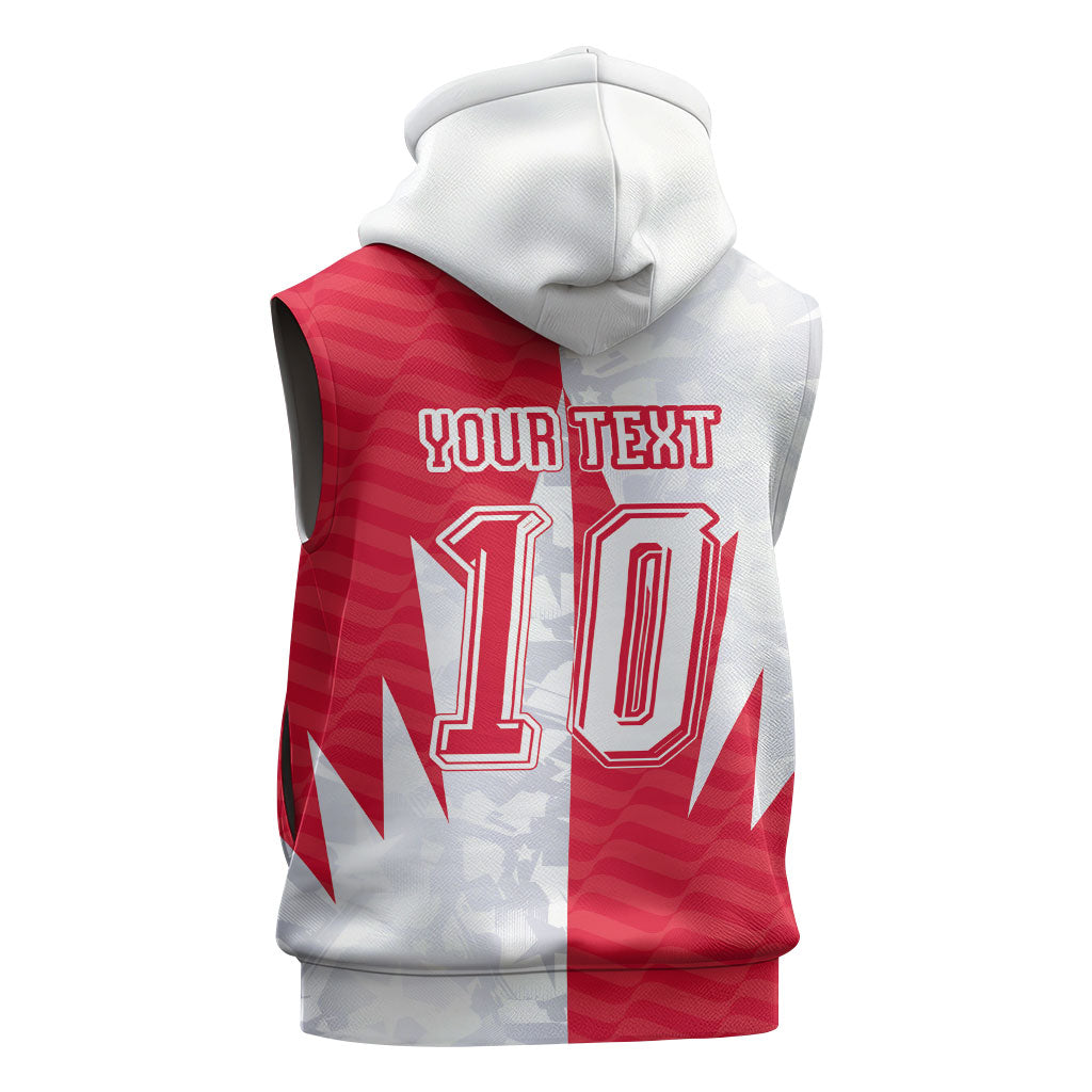 Custom USA and Canada National Football Sleeveless Zip Hoodie Maple Leaf Geometric and American Stripes