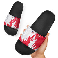 Custom USA and Canada National Football Slide Sandals Maple Leaf Geometric and American Stripes