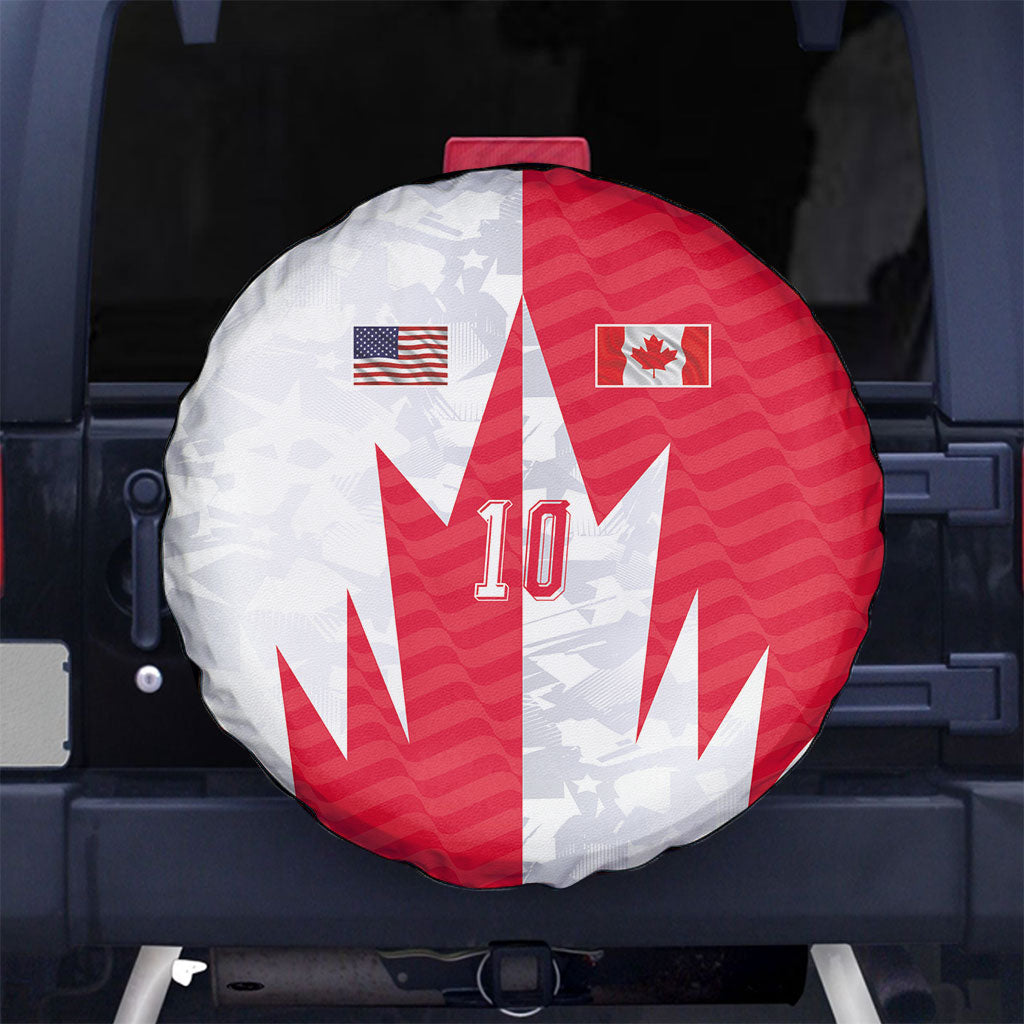 Custom USA and Canada National Football Spare Tire Cover Maple Leaf Geometric and American Stripes